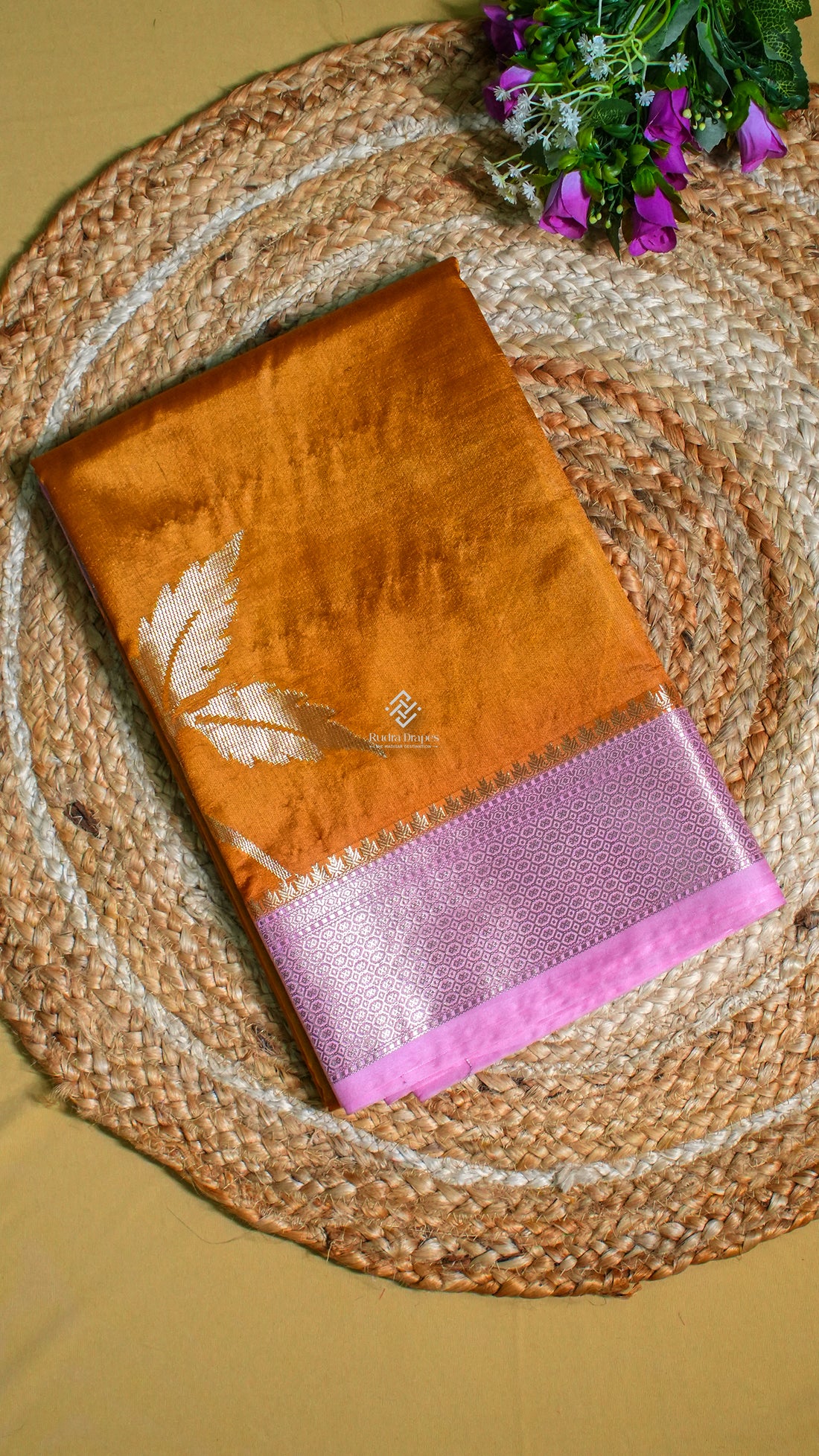 Burnt Orange Banana Silk Saree