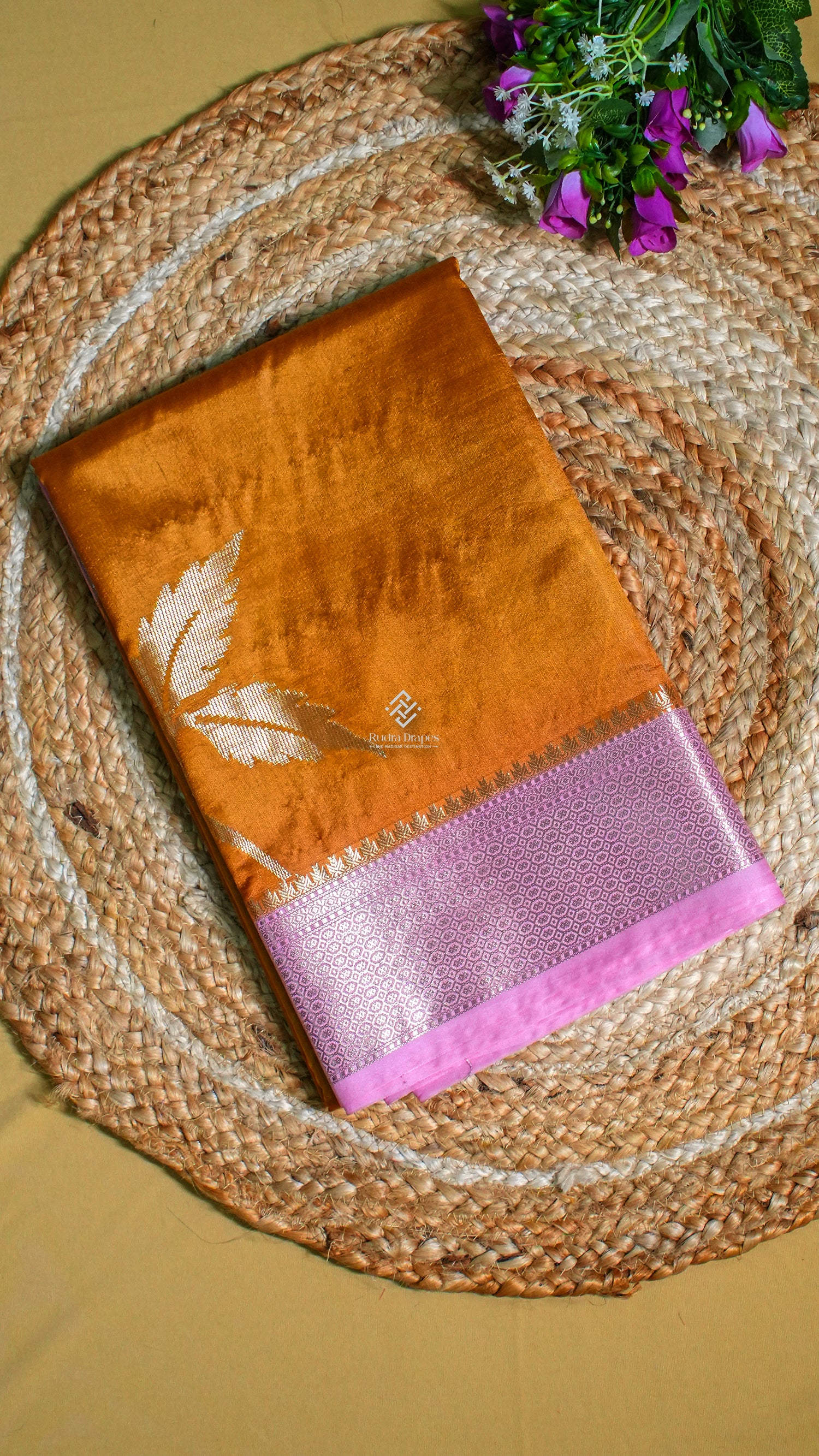 Burnt Orange Banana Silk Saree