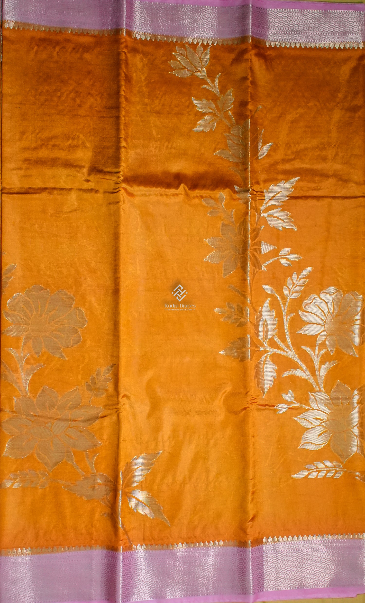 Burnt Orange Banana Silk Saree