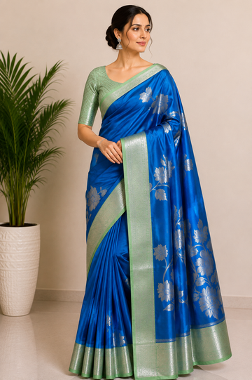 Royal Blue Banana Silk Saree
