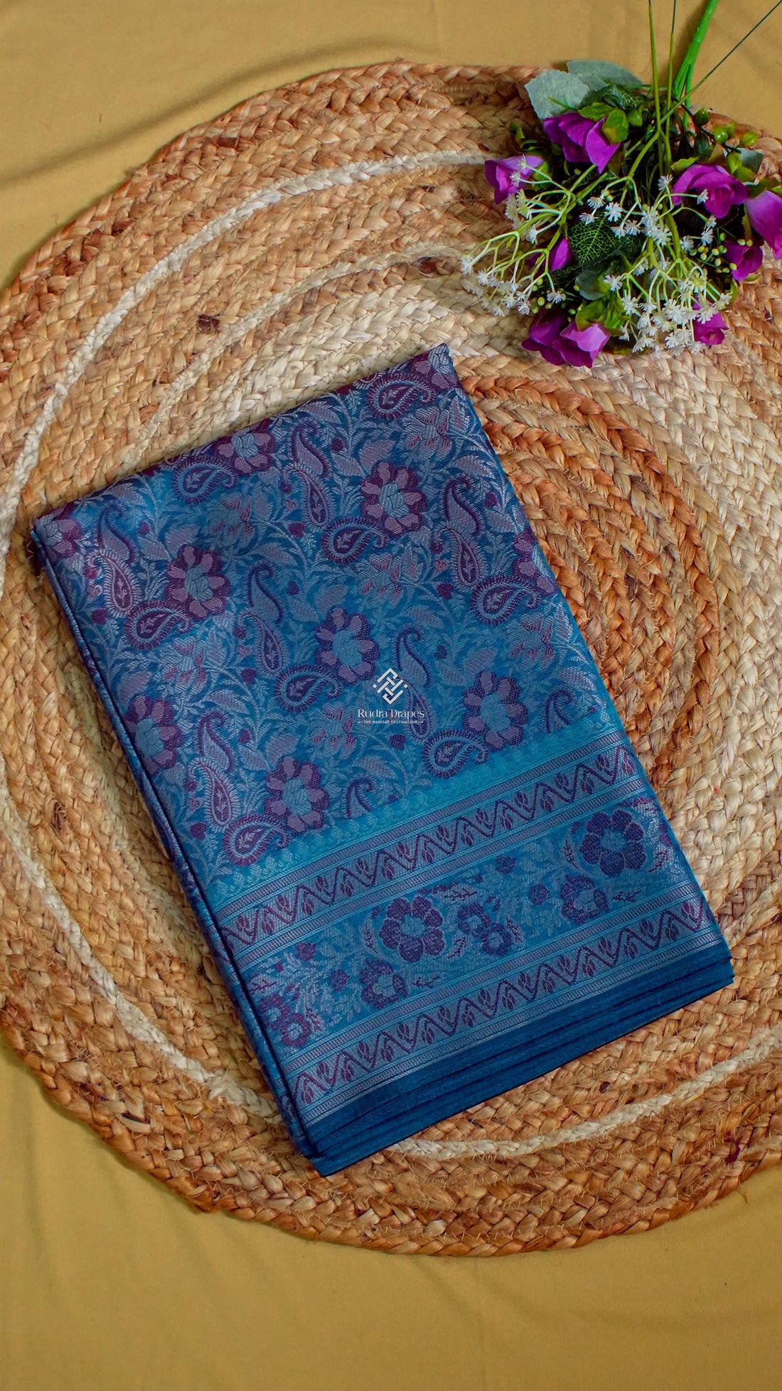 Sky Blue Katan Silk Jamewar Saree