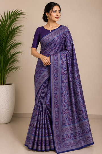 Royal Purple Katan Silk Jamewar Saree
