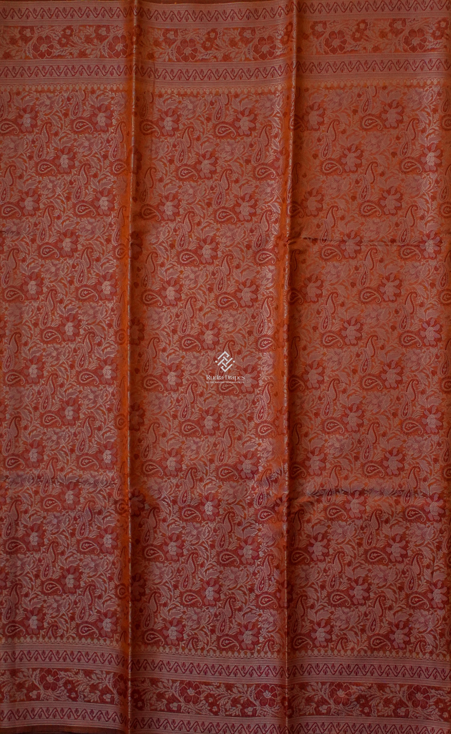 Rust Orange Katan Silk Jamewar Saree