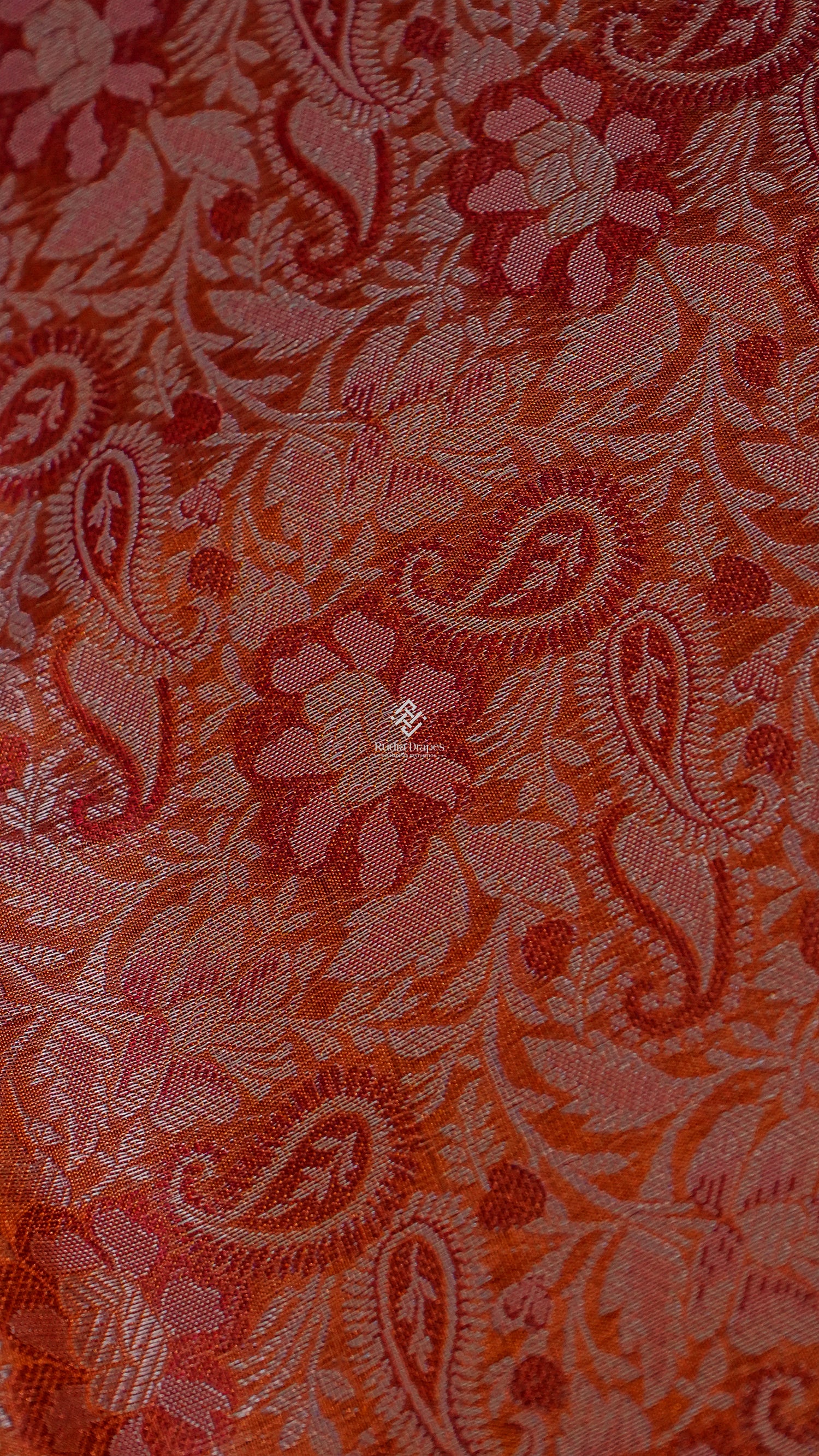 Rust Orange Katan Silk Jamewar Saree