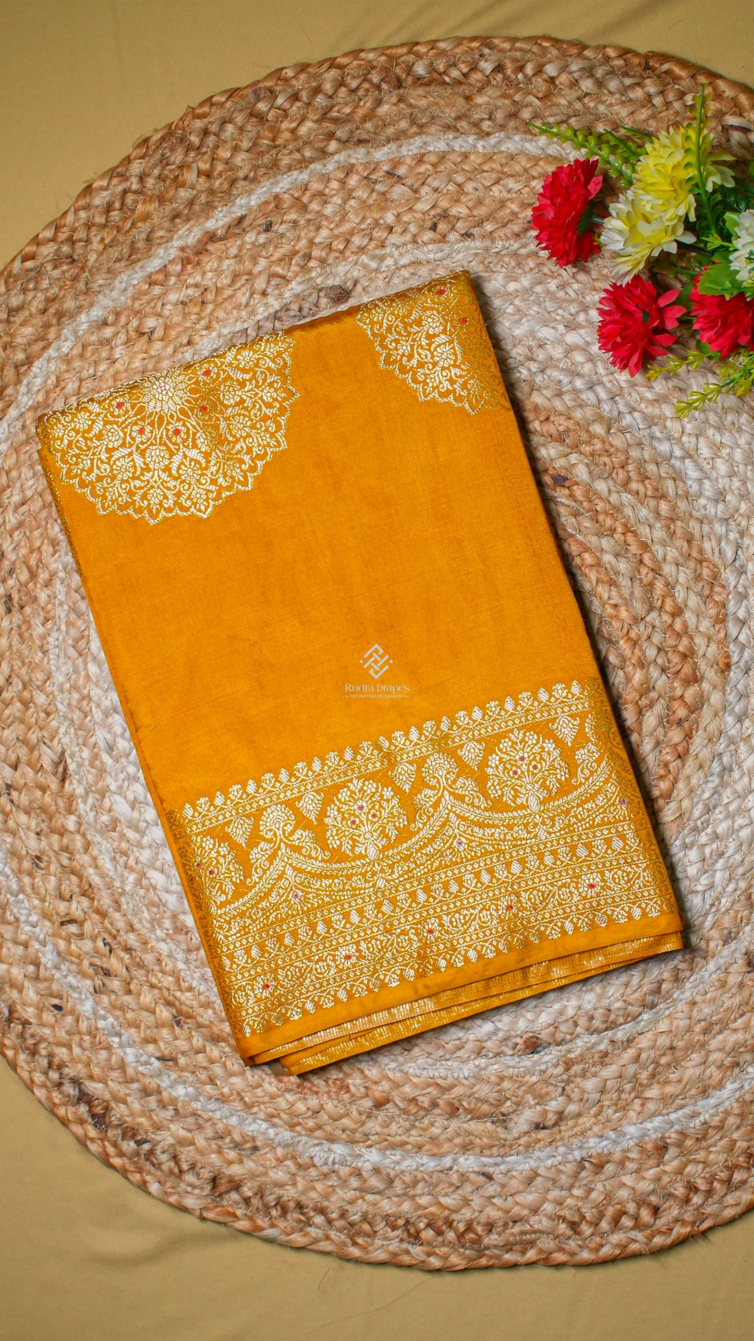 Mustard Korean Silk Saree