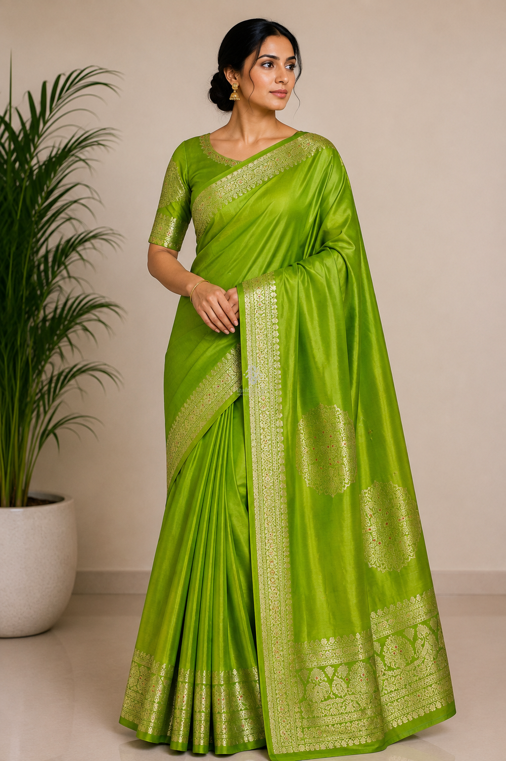 Green Korean Silk Saree