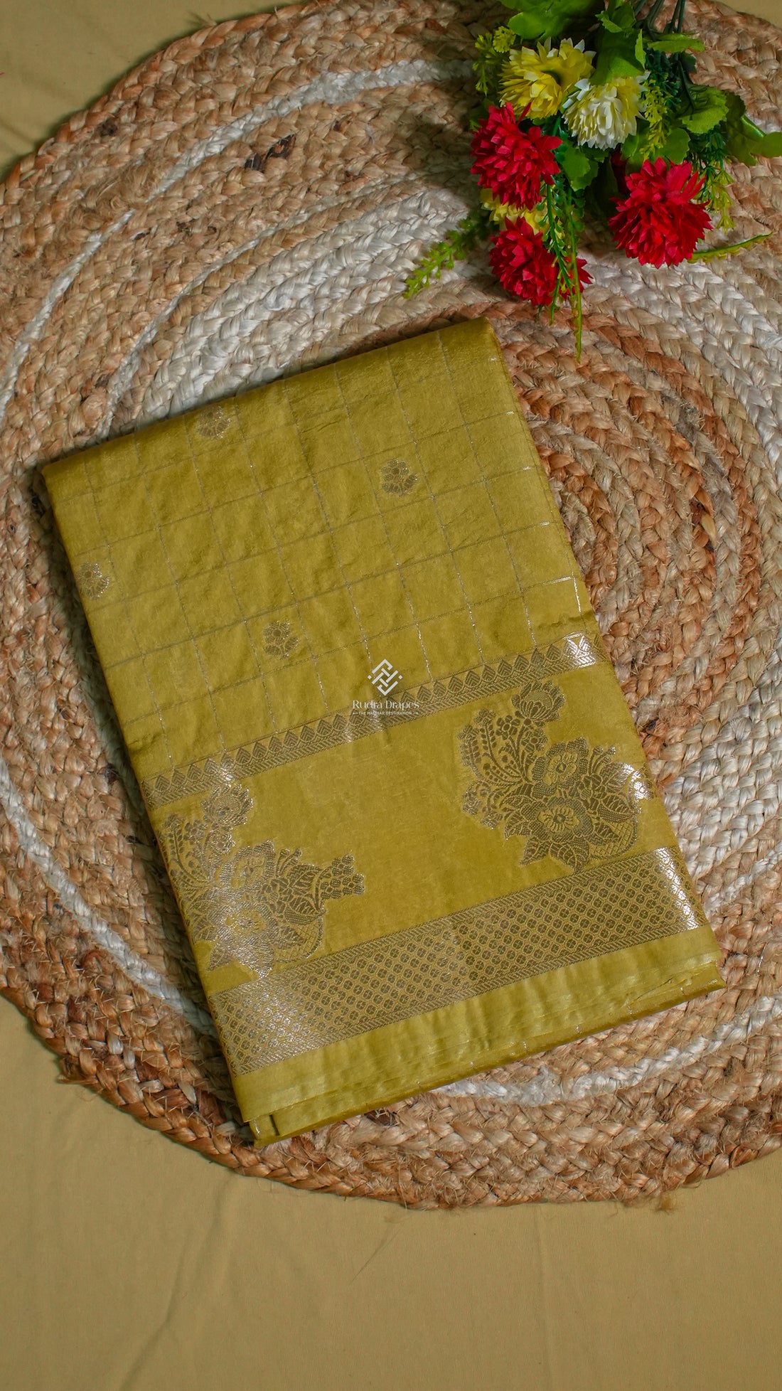 Mustard Yellow Raw Mango Silk Saree