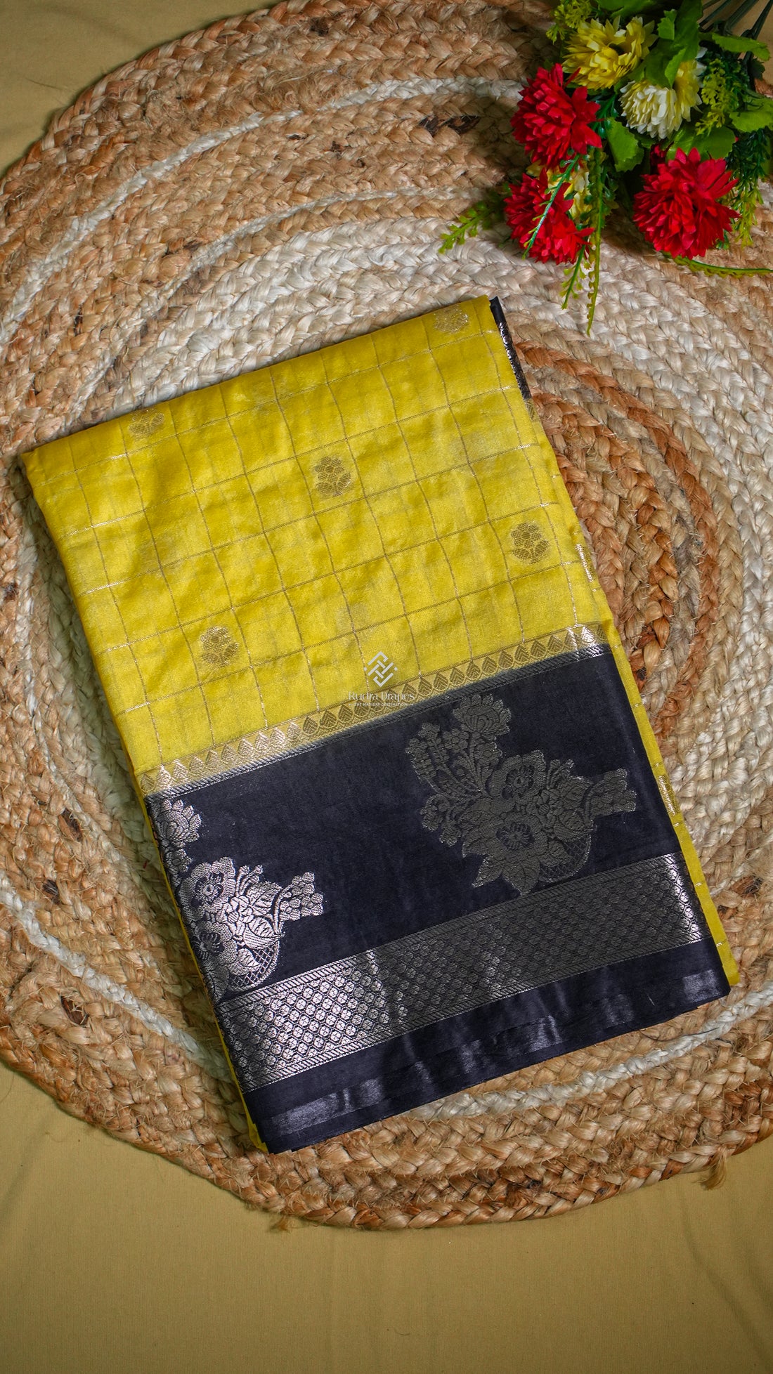 Mustard Yellow Raw Mango Silk Saree