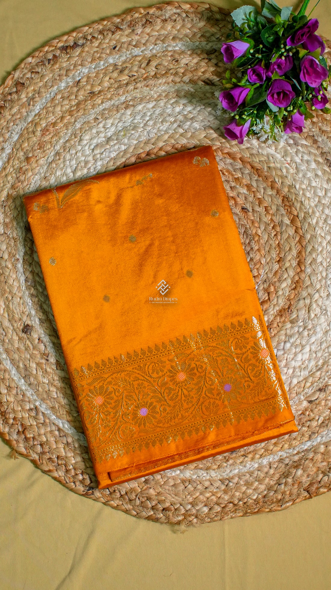 Mustard Yellow Mashro Silk Saree