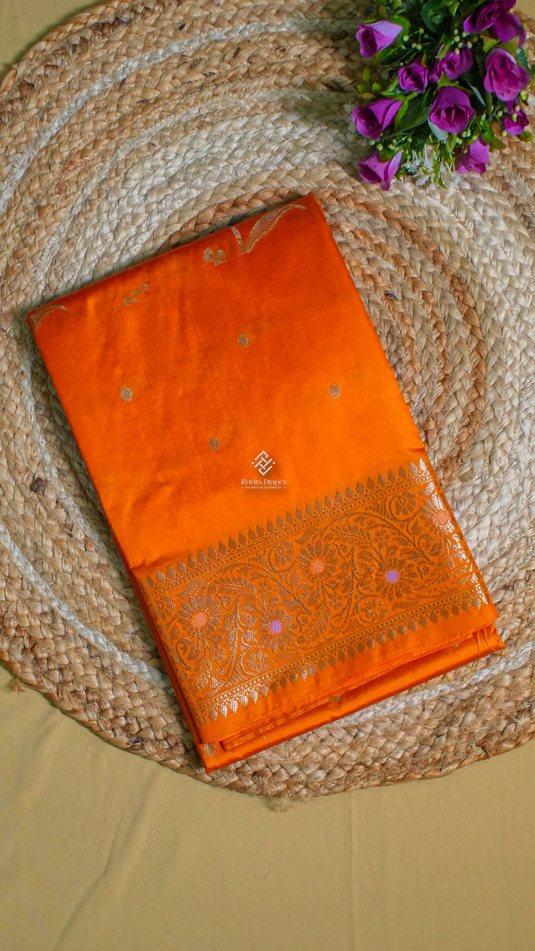 Orange Mashro Silk Saree