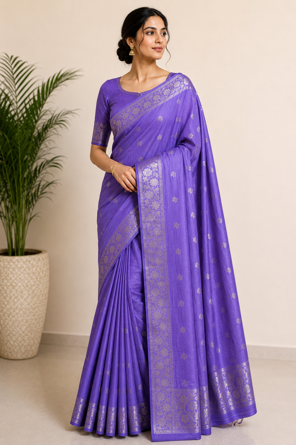Purple Russian Mango Silk Saree