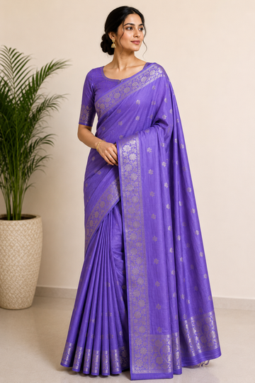 Purple Russian Mango Silk Saree