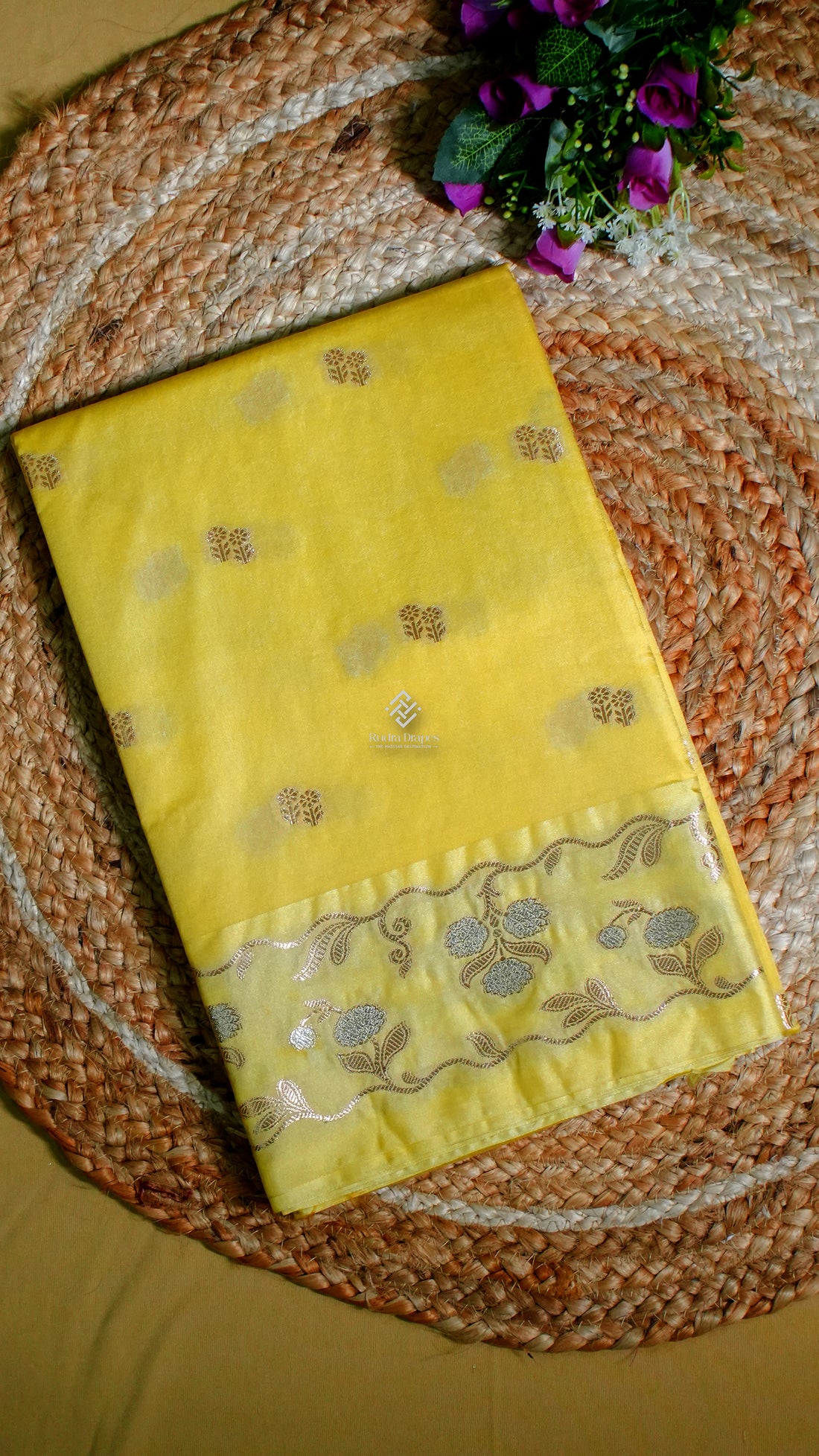 Yellow Russian Mango Silk Saree