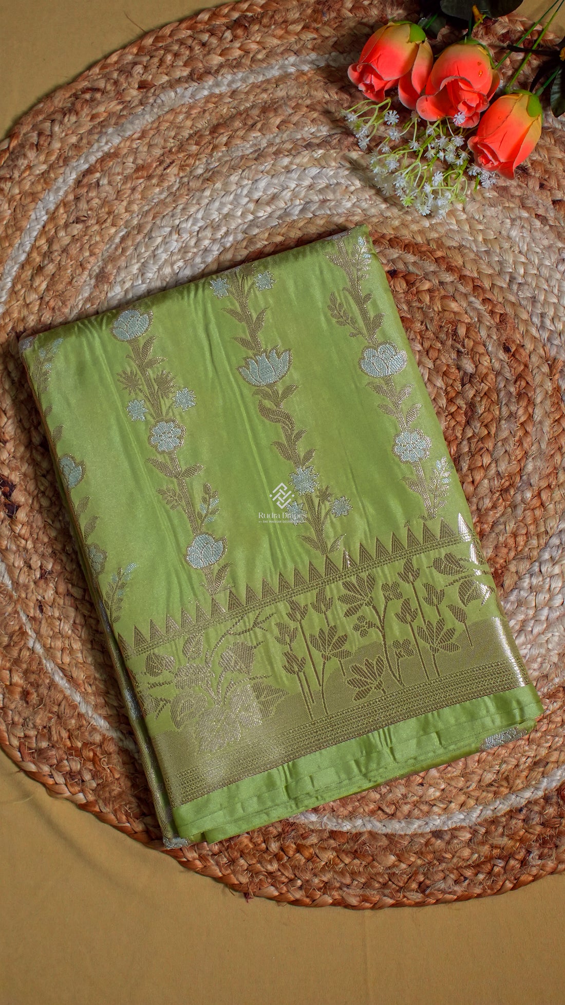 Pista Green Russian Katan Silk Saree