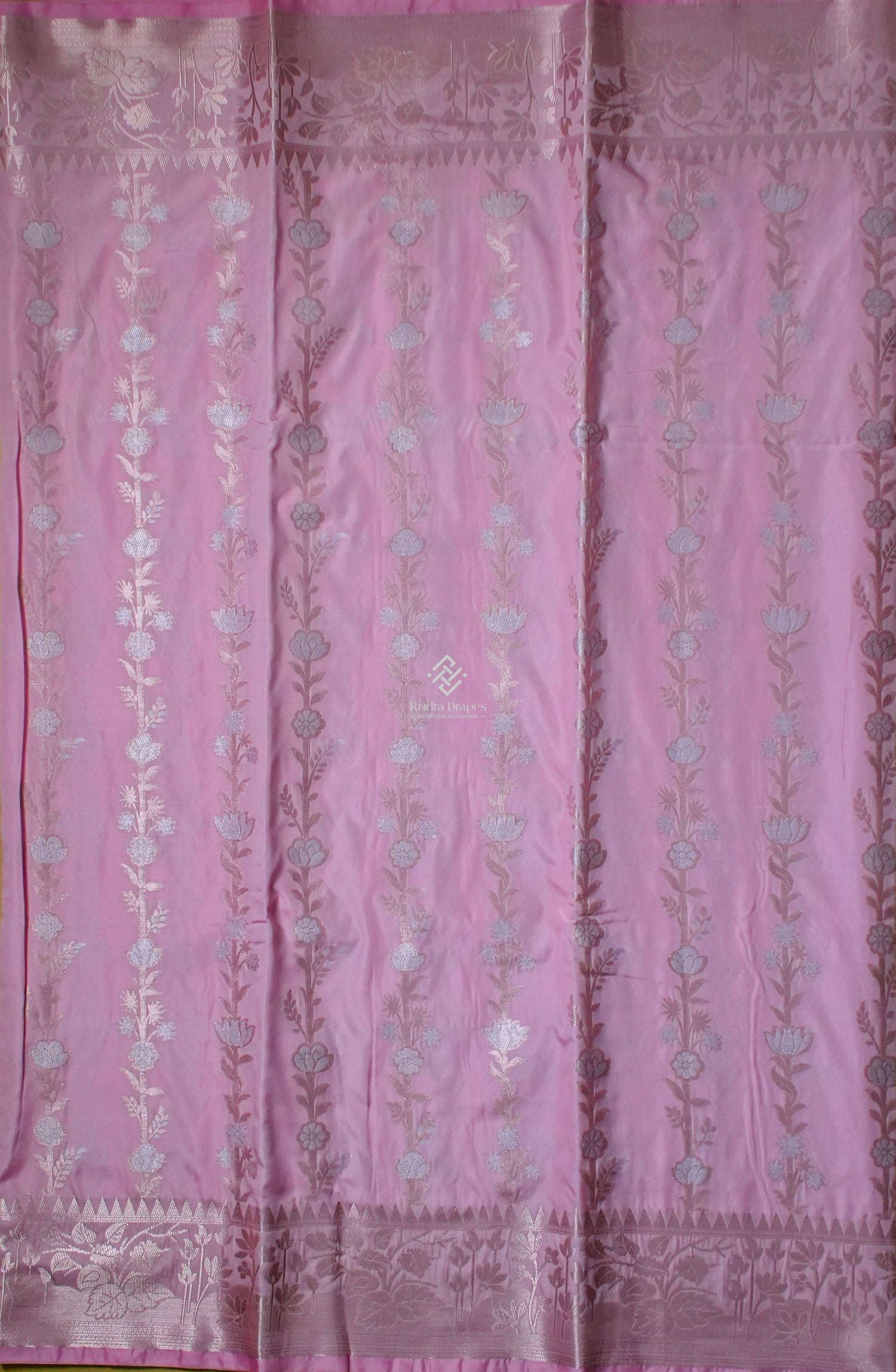 Baby Pink Russian Katan Silk Saree