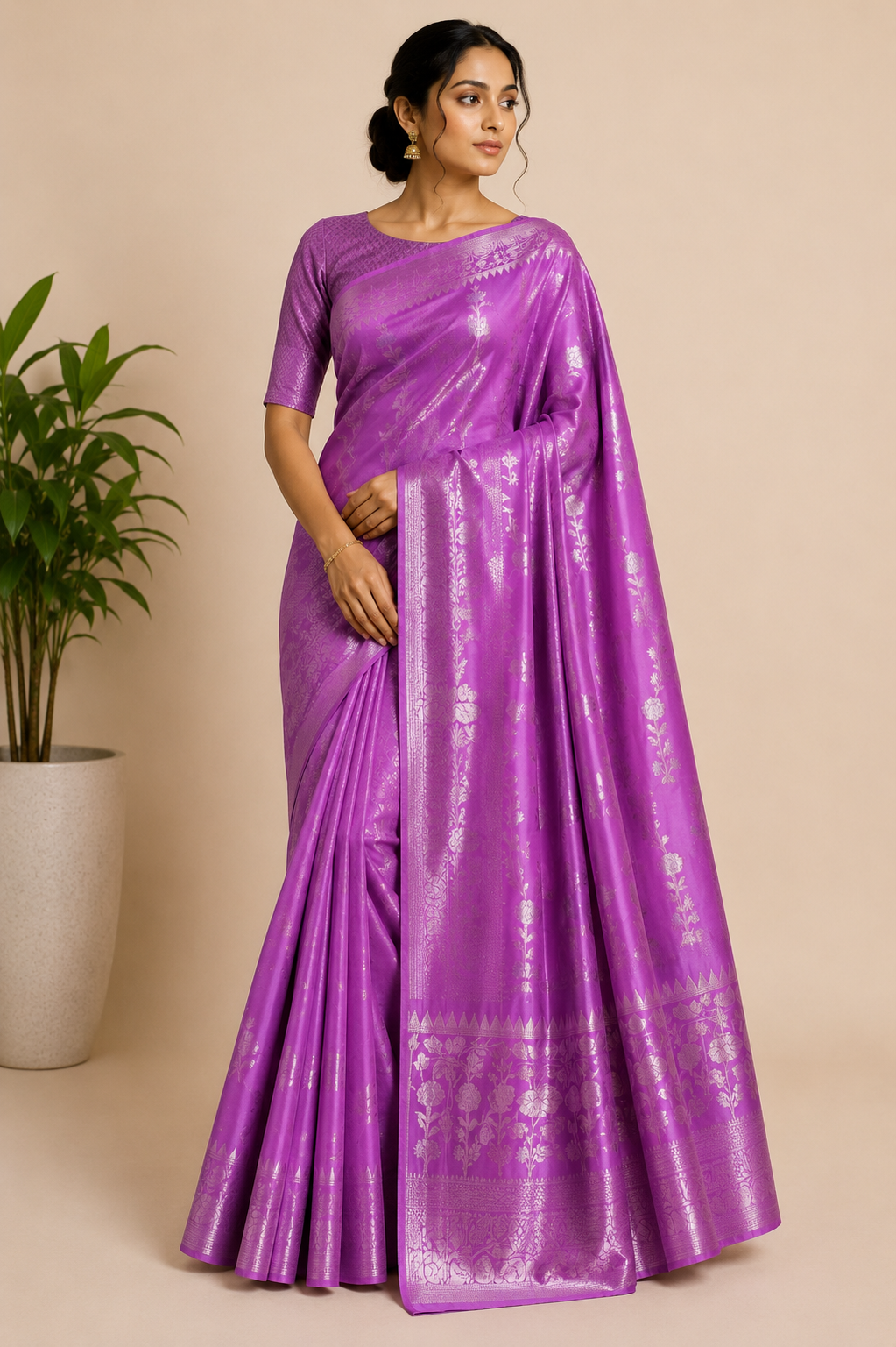Royal Purple Russian Katan Silk Saree