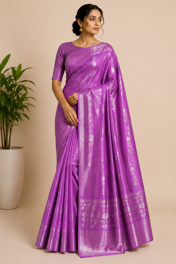 Royal Purple Russian Katan Silk Saree