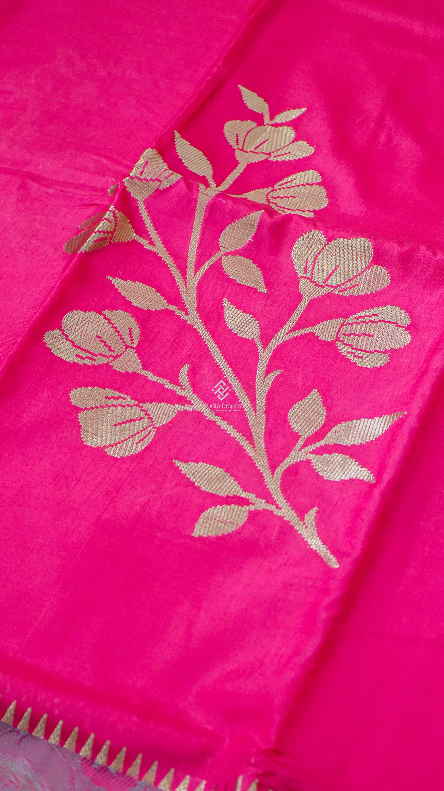 Hot Pink Roman Silk Saree