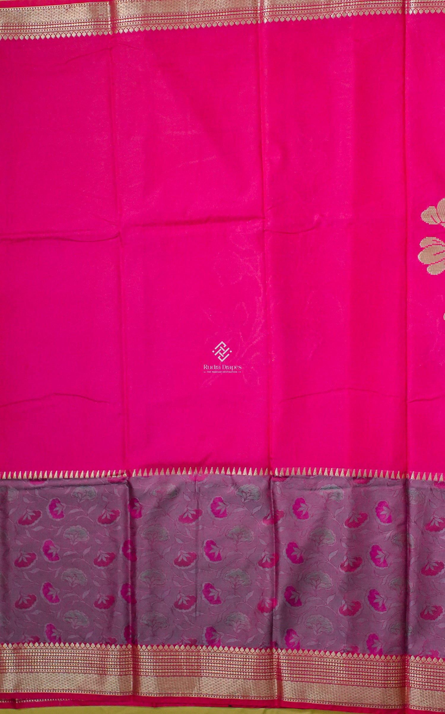 Hot Pink Roman Silk Saree