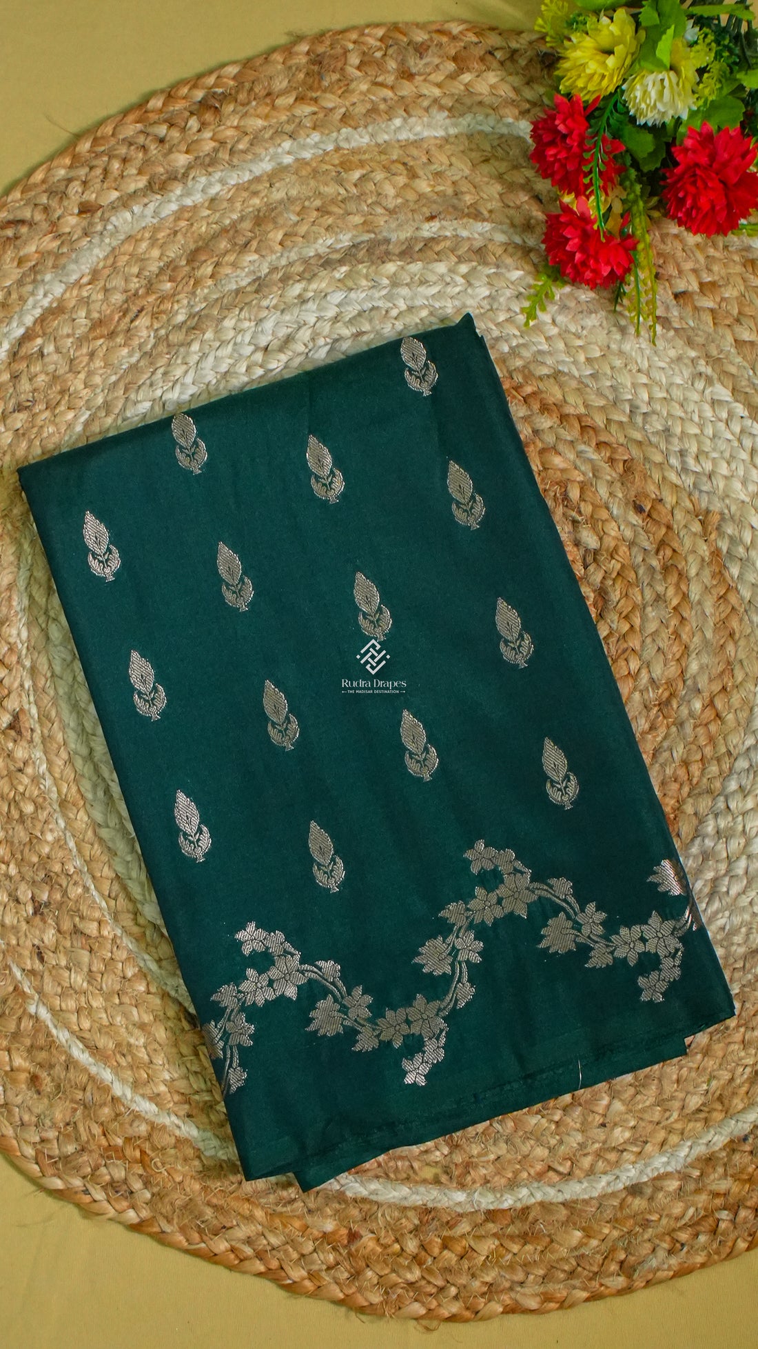 Emerald Green Russian Silk Saree