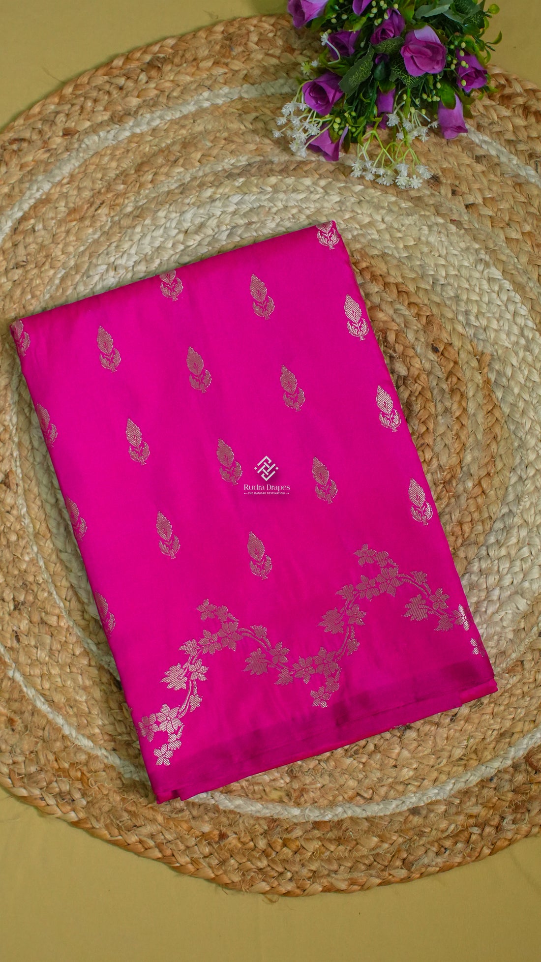 Hot Pink Russian Silk Saree
