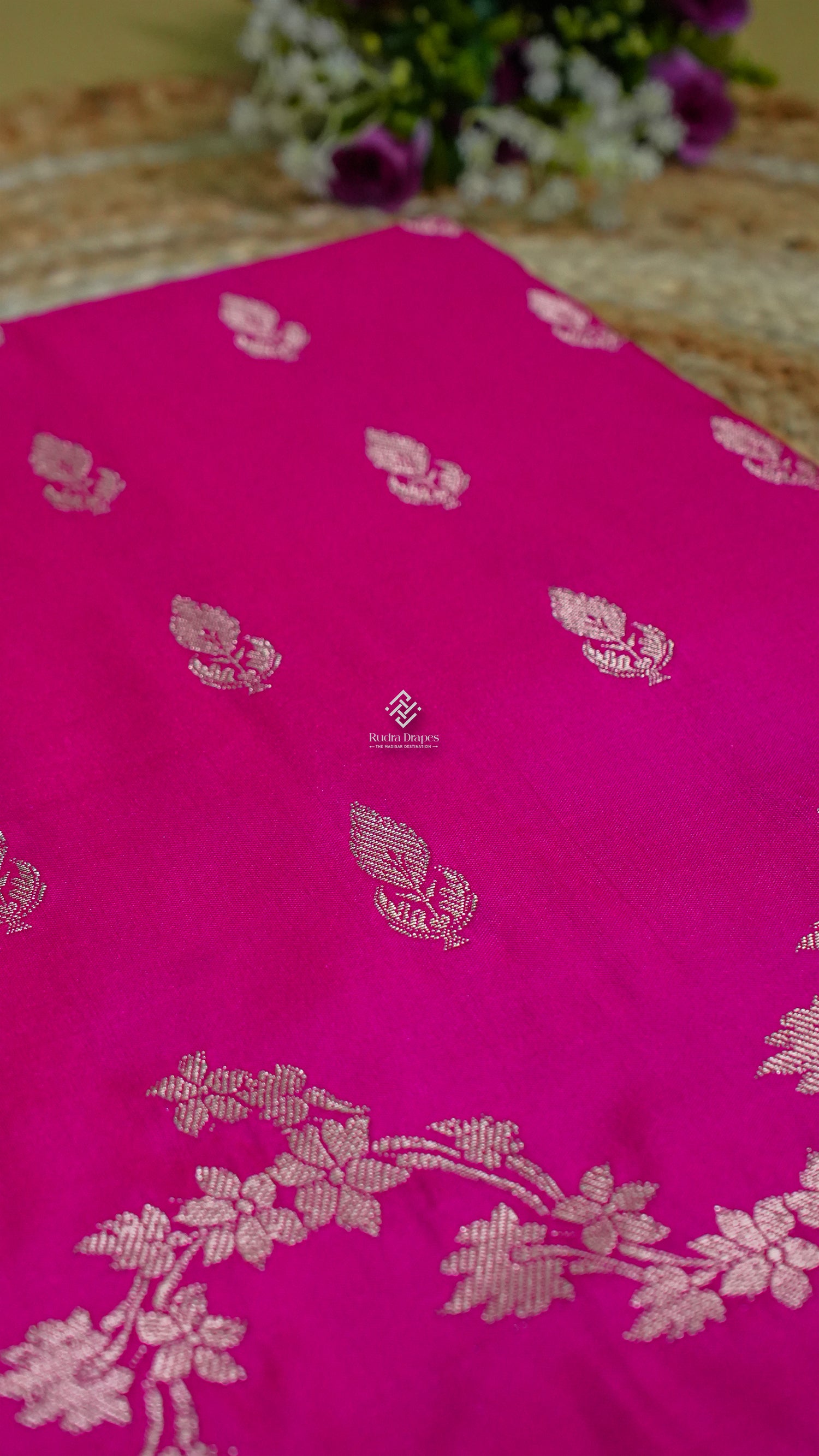 Hot Pink Russian Silk Saree