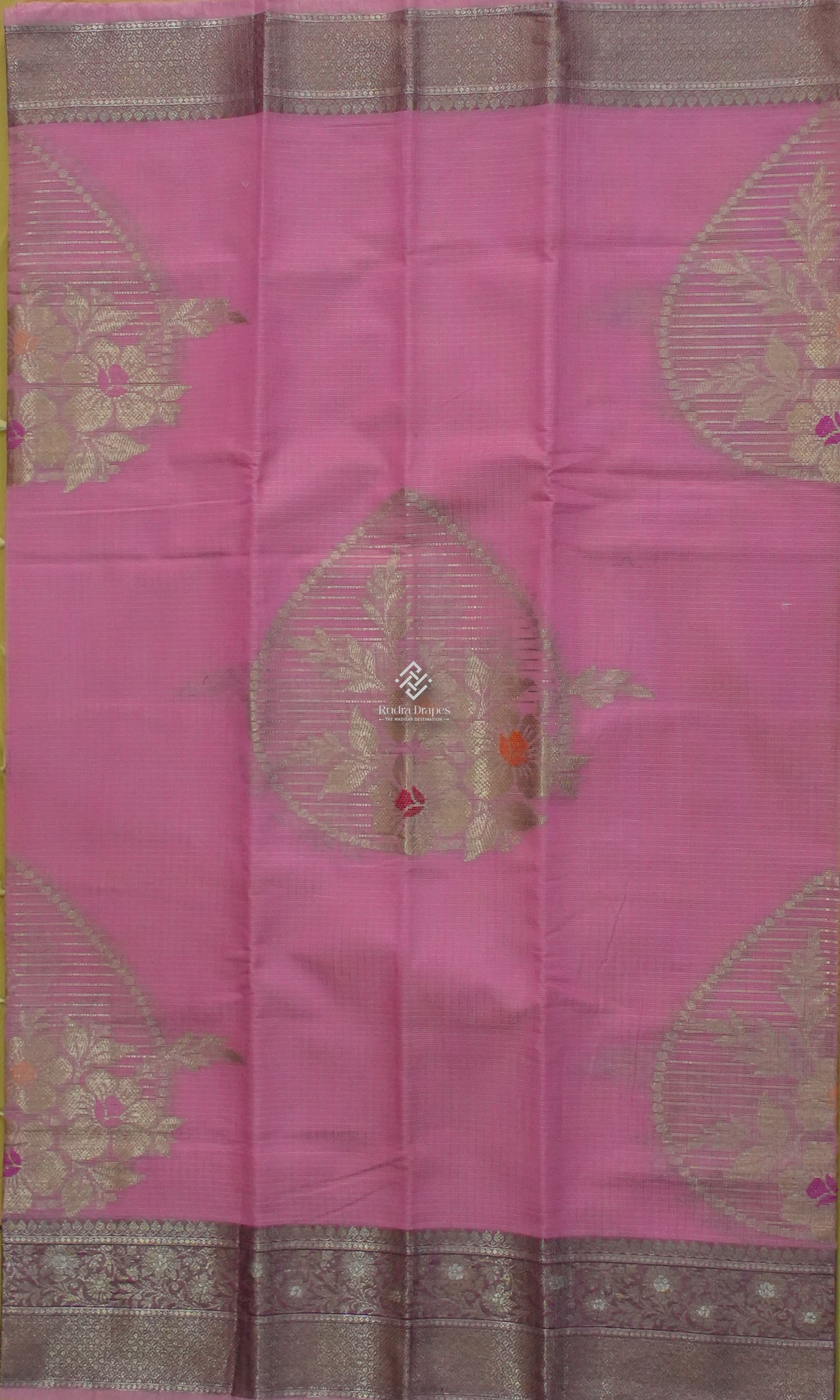 Pink Zari Kota Silk Saree
