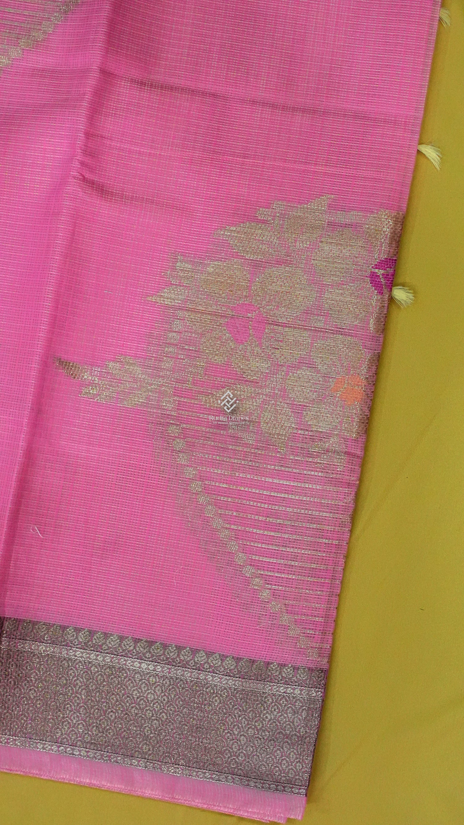 Pink Zari Kota Silk Saree