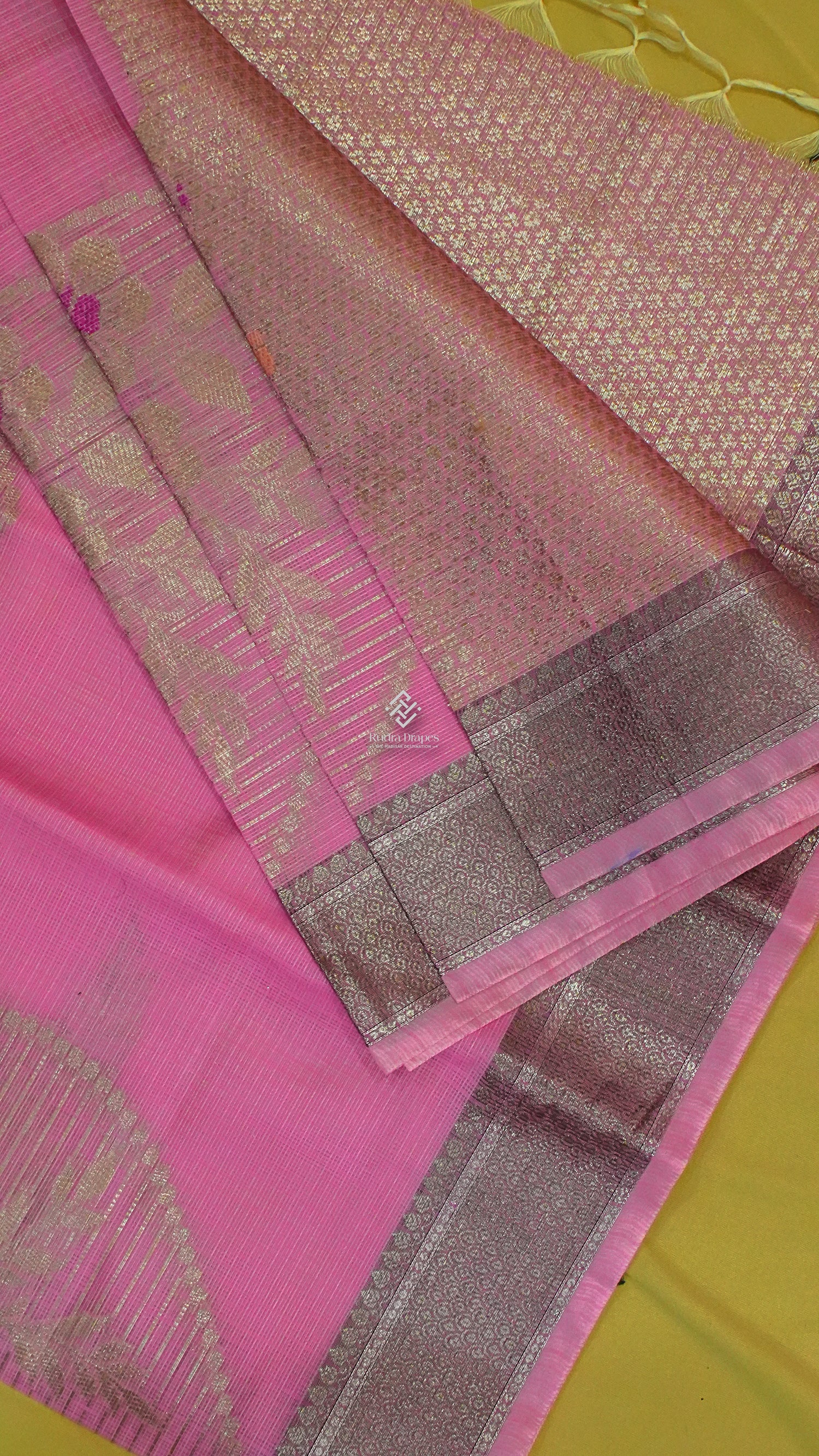 Pink Zari Kota Silk Saree