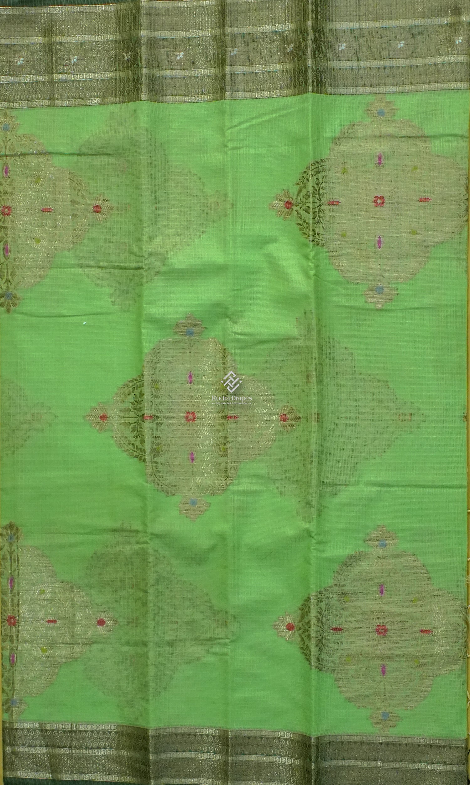 Mint Green Zari Kota Silk Saree