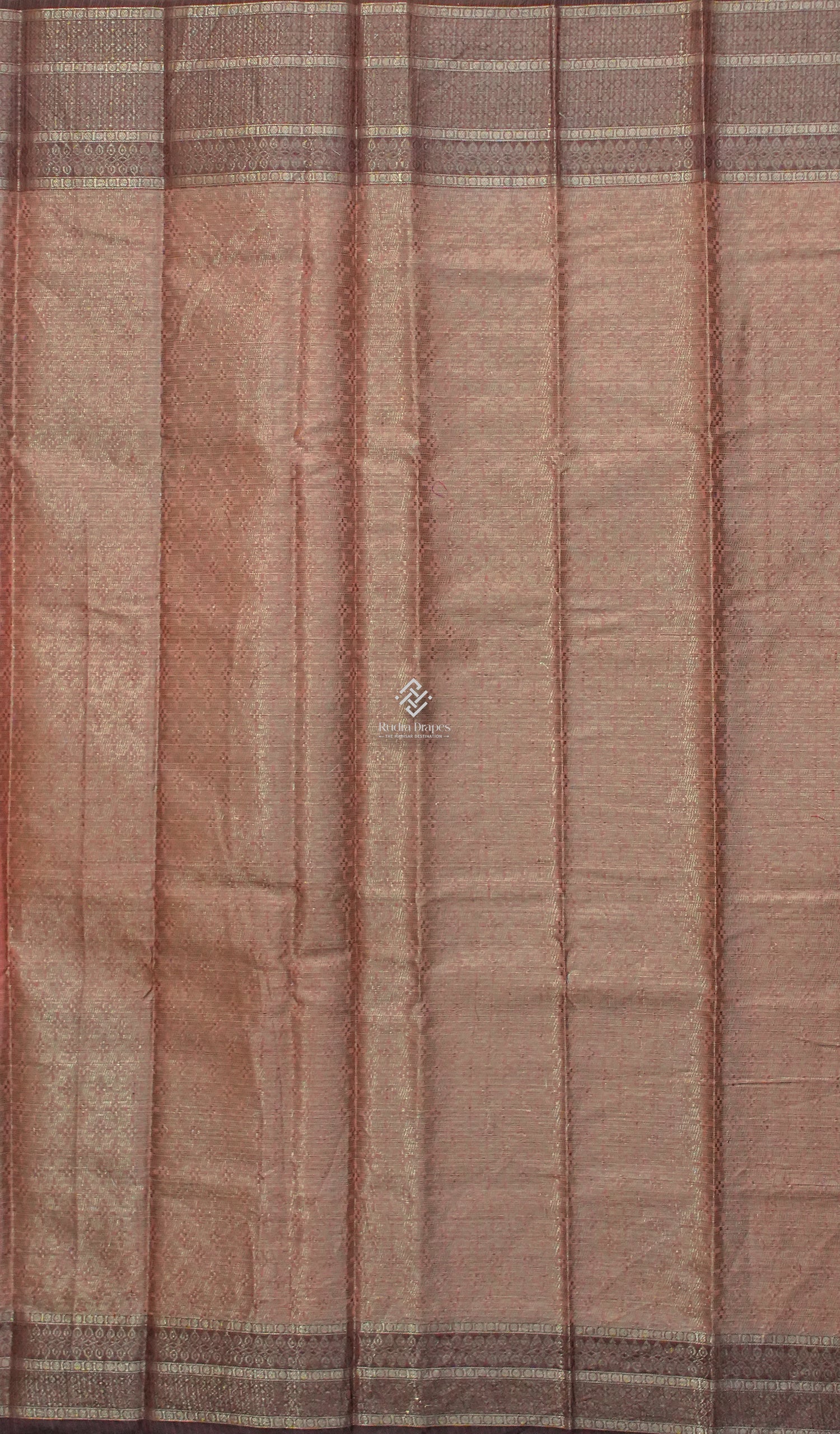 Peach Zari Kota Silk Saree